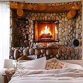 baratos tapeçaria de paisagem-tapeçaria pendurada para lareira de pedra arte de parede grande tapeçaria mural decoração fotografia pano de fundo cobertor cortina casa quarto sala de estar decoração
