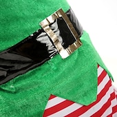 tanie Dla zwierząt domowych-Zielony elf świąteczny wygodna ciepła w paski kamizelka na wesele przyjęcie uroczy świąteczny prezent dla psów