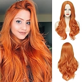 cheap Synthetic Trendy Wigs-White Wigs for Women 26 Inches Long White Wig Synthetic Wig Middle Part Natural Looking White Wavy Wig for Daily Use Halloween Cosplay Wig Christmas Party Wigs