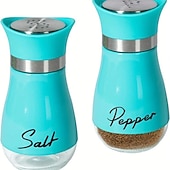 billige Kjøkkenutstyr og -redskap-2 stk påfyllbare salt- og pepperbøssesett - lokkbeholder i rustfritt stål for hjem, restaurant og piknik - 3,4 oz kjøkkentilbehør