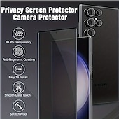 Χαμηλού Κόστους Samsung Προστατευτικά Οθόνης-[1+2Πακέτο] Προστατευτικό οθόνης + Προστατευτικό φακού κάμερας Για Samsung Galaxy S24 Ultra Plus S23 S22 S21 S20 Ultra Plus FE Note 20 Ultra Note 20 S25 Ultra Σκληρυμένο Γυαλί Anti-Spy