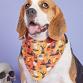 baratos Bandanas e Chapéus-Cachorros Gatos Bandana de Cachorro Acessórios para babadores triângulo Moda Engraçado Respirável Macio Lavável Confortável Festa dia das Bruxas De Cama Casual / Diário Festival Roupas para cães for
