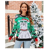 billiga Fula jultröjor-Anime Biskop Ful jultröja Pullover Jumper Snögubbe Rolig för Dam Vuxna 3D-utskrift för Jul Karnival Nyår Fest Ledigt / vardag