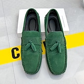 cheap Men&#039;s Slip-ons &amp; Loafers-Men&#039;s Green Suede Loafers – Casual Slip-On Moccasins with Non-Slip Sole for Driving &amp; Everyday Wear