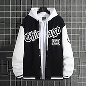 voordelige Herenjacks &amp; jassen-Voor heren Bomberjack Overgangsjack Varsity-jas Buiten Vakantie Warm Knop Zak Herfst Winter Kleurenblok Modieus Streetwear Opstaande boord Normaal Appel Groen Zwart Bordeaux Bruin Groen Jacks