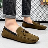 cheap Men&#039;s Slip-ons &amp; Loafers-Men&#039;s Orange and Blue Suede Driving Loafers with Tassel Detail and Non-Slip Rubber Sole - Stylish and Comfortable for Casual and Driving Wear