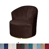 economico COPERTURA PRODURA E COPERCHIO SENZA ARGINE-Fodera per sedia girevole in velluto elasticizzato fodera per sedia casual accento stile moderno fodera per sedia con braccioli rotondi protezione per mobili addensare tessuto spandex lavabile