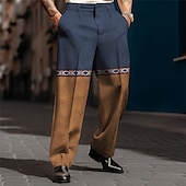 economico Sciolto-Color Block Geometria Vintage Lavoro Per uomo Stampa 3D Pantaloni Esterno Strada Indossalo per lavorare Poliestere Nero Blu marino Marrone S M L Alto Elasticità Pantaloni