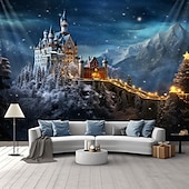 baratos tapeçaria de paisagem-castelo das maravilhas branco tapeçaria pendurada arte de parede grande tapeçaria mural decoração fotografia pano de fundo cobertor cortina casa quarto sala de estar decoração