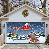 お買い得  屋外装飾-クリスマスガレージドアバナー、屋内屋外クリスマス休暇、幸せな背景、装飾カバー、クリスマス新年あけましておめでとうございますバナー、大型ドアカバー、クリスマス装飾