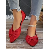 cheap Women&#039;s Flats-Women&#039;s Black Pointed Toe Flats with Bow – Elegant Slip-On Loafers for Ladies, Comfortable Casual Shoes for Work, Office, and Daily Wear