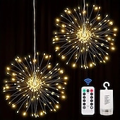 voordelige Batterij String Lights-0,3 m Verlichtingsslingers 200 LEDs EL Warm wit Koel wit Blauw Vuurwerk / Starburst Lights Vakantie Bruiloft Kerst decoratie 5 V