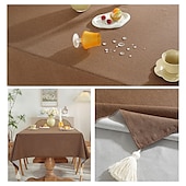 abordables Manteles-Mantel rectangular, mantel impermeable, resistente a las manchas, tela sin arrugas, lavable, cubierta de mesa de lino y algodón para comedor, fiesta, decoración navideña