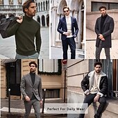 preiswerte Herrenpullover-Herren Rollkragenpulli Pullover Kurzer Pullover Gerippt Stricken Normale Oberteile gestrickt Glatt Rollkragen Moderne zeitgenössische Arbeit Freizeitskleidung Bekleidung Winter Wein Schwarz S M L