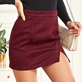 olcso Sima szoknyák-Női Szoknya Bodycon Divat Szexi Mini Magas derék Szoknyák Egyszínű Töredezett végű Vakáció Utca Bor Fekete Arcpír rózsaszín Barna Tél Kecskebőr