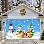 cheap Outdoor Decorations-Christmas Garage Door Banner, Indoor Outdoor Christmas Holidays, Happy Background, Decoration Cover, Christmas Happy New Year Banner, Large Door Cover, Christmas Decoration