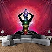 お買い得  ブラックライトタペストリー-ブラックライトタペストリー UV反応性、暗闇で光る、光るパーティー、ネオン、ボヘミアン、瞑想、サイケデリック、仏陀、チャクラ、トリッピー、ミスティ、吊り下げタペストリー、壁アート、リビングルーム、寝室用壁画
