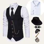 levne oblečení-Retro Řvoucí 20s 20. léta 20. století Úbory Tričko Vesta Gentleman Gangster Pevná barva Běžný Pánské předvečer Všech svatých Karneval Nový rok Večírek Maturitní ples loučení se svobodou nevěsty