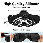 cheap Fruit &amp; Vegetable Tools-Pasta Strainer for Kitchen, Pot Strainer Clip on Strainer Colander Silicone and Colanders for Spaghetti Noodle Food Pan