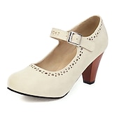 cheap Block Heels-Women&#039;s Vintage Brown Mary Jane Pumps with Buckle Strap and Block Heel - Perfect for Office and Casual Wear