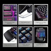 abordables Claviers-Clavier de jeu mécanique à une main, mini clavier de jeu portable rétroéclairé rvb