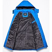 baratos Casacos &amp; Sobretudos para Homem-Homens Casaco com capuz Jaqueta de Trilha Jaqueta de Esqui Jaqueta de Chuva Ao ar livre Roupa Diária Quente Zíper Bolsos Inverno Bloco de cor Moda Roupa de rua Com Capuz Padrão Preto Vermelho Azul