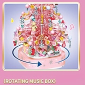 cheap Building Toys-Festival Series Crystal Festival Tree Building Blocks Toy Crystal Festival Tree Music Box Creative Puzzle Assembly Toys Festival Gift Halloween/Thanksgiving Day/Festival gift