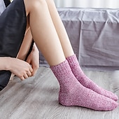 billige Sokker-Dame Besetningssokker Hjem Daglig Helfarge Spandex Akryl Fiber Enkel Fritid Hold Varm Fritid 5 Par