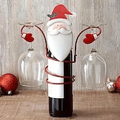 preiswerte Küche-Weinflaschen- und Glashalter für Weihnachten, festliches Rotweinregal mit hängendem Glas-Organizer, Tischdekoration für Weihnachtsfeiern, Weihnachtsessen, Bar, Heimdekoration