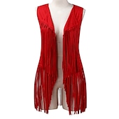 preiswerte Oberteile-Retro Vintage 1960er 1970er Wildlederweste Hippie Disco Quastenfransen Damen Mädchen Weihnachten Halloween Karneval Leistung Party / Abend Pride Parade Erwachsene Weste