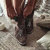levne Cowboy &amp; Western Boots-dámské boho třásňové kotníkové boty s kouzlem lapače snů, ideální na festivalové nošení i běžné outfity