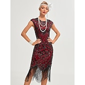 olcso Ruhák-Ordító 20-as évek 1920-as évek Koktélruha Flapper ruha Ruhák Karácsonyi party ruha A nagy Gatsby Charleston Esküvői Vendég Flitter Rojt Jelmez Női Karácsony Mindszentek napja Farsang Farsang Esküv