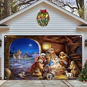 お買い得  屋外装飾-クリスマスガレージドアバナー、屋内屋外クリスマス休暇、幸せな背景、装飾カバー、クリスマス新年あけましておめでとうございますバナー、大型ドアカバー、クリスマス装飾