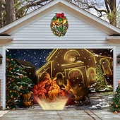 お買い得  屋外装飾-クリスマスガレージドアバナー、屋内屋外クリスマス休暇、幸せな背景、装飾カバー、クリスマス新年あけましておめでとうございますバナー、大型ドアカバー、クリスマス装飾