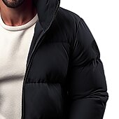 お買い得  メンズダウン＆パーカー-男性用 冬物コート 冬物ジャケット パフジャケット ジッパー ポケット ポリスター ポケット オフィス＆キャリア デート カジュアル／普段着 レギュラー 保温 保温 防風 屋外 冬 単色/無地 ブラック ルビーレッド グリーン グレー パファージャケット