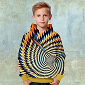abordables Vision 3D et Géométrie du Garçon-Garçon 3D Bloc de couleur Impression 3D Graffiti Sweat à capuche manche longue 3D effet Actif basique Décontractées Enfants 4-12 ans Sport extérieur Casual du quotidien