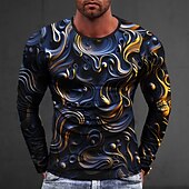 cheap 3D T shirts-Men's Graphic Abstract T Shirt Long Sleeve T shirt 3D Print Crew Neck Shirt Fashion Designer Casual Sports Outdoor Holiday Going out Red Spring &amp;  Fall Clothing Apparel S M L XL 2XL 3XL 4XL