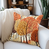 cheap Floral &amp; Plants Style-Art Forest Double Side Pillow Cover 1PC Soft Decorative Square Cushion Case Pillowcase for Bedroom Livingroom Sofa Couch Chair