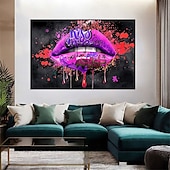 olcso Portré nyomatok-csókolj meg graffiti ajkak pop art vászon festmény absztrakt szerelmes poszter és faliképek nyomtatása nappali lakberendezéshez