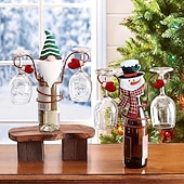 preiswerte Küche-Weinflaschen- und Glashalter für Weihnachten, festliches Rotweinregal mit hängendem Glas-Organizer, Tischdekoration für Weihnachtsfeiern, Weihnachtsessen, Bar, Heimdekoration