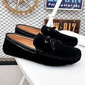 cheap Men&#039;s Slip-ons &amp; Loafers-Men&#039;s Orange and Blue Suede Driving Loafers with Tassel Detail and Non-Slip Rubber Sole - Stylish and Comfortable for Casual and Driving Wear