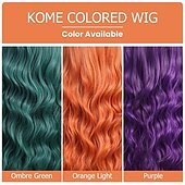 economico Parrucche trendy sintetiche-kome parrucche verdi con frangia, parrucca verde per donne evidenzia parrucca lunga ondulata per donne, parrucche lunghe ricci parrucca di capelli sintetici per feste cosplay uso quotidiano parrucche