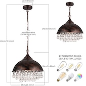 Недорогие Островные огни-Подвесная люстра с маленькими блестящими хрустальными бусинами, кованое железо, ретро-индустриальный стиль, с одной регулируемой цепочкой, черный 110-240В