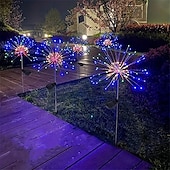 economico Luci paesaggistiche-1 confezione di fuochi d&#039;artificio decorativi natalizi a 8 funzioni ad energia solare, luce da prato montata a pavimento, matrimonio festivo, lampada decorativa impermeabile per esterni di Halloween