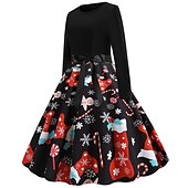 abordables Robe de fête de Noël-père Noël Robe de Noël Robe De Noël Fantaisie Femme Noël Nouvel an la veille de Noël 1950s Noël Adulte Soirée Noël Réveillon du nouvel an Robe
