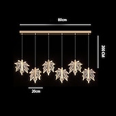abordables Lustres uniques-lustre LED cristal feuille d&#039;érable design 4/5/6/12 lumières encastrées à intensité variable escalier en colimaçon long lustre villa escalier lumière duplex lustre 110-240v