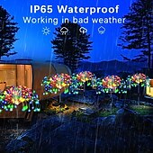 economico Luci paesaggistiche-1 confezione di fuochi d&#039;artificio decorativi natalizi a 8 funzioni ad energia solare, luce da prato montata a pavimento, matrimonio festivo, lampada decorativa impermeabile per esterni di Halloween