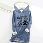 cheap Humor&amp;Quotes Tops-Women&#039;s Hoodie Sweatshirt Pullover Sherpa Letter Casual Sports Print Warm Fuzzy Comfrt Hoodie Long Sleeve Top Micro-elastic Fall &amp; Winter Comfrt Breathable Soft Fabric