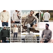 abordables suéter de los hombres-Hombre Pulóveres Suéter de punto Vestido Suéter Estriado Cable Tejer Recortado De Punto Cuello Barco Noche Fin de semana Ropa Otoño Invierno Negro Rosa M L XL