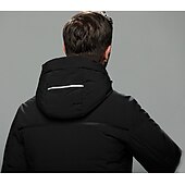 お買い得  メンズダウン＆パーカー-男性用 冬物コート ダウン パフジャケット パーカー アウトドア ビジネス キャンピング＆ハイキング ロング カジュアル 普段着 カジュアル 防風 保温 冬 ピュアカラー ブラック ブラウン グレー パファージャケット